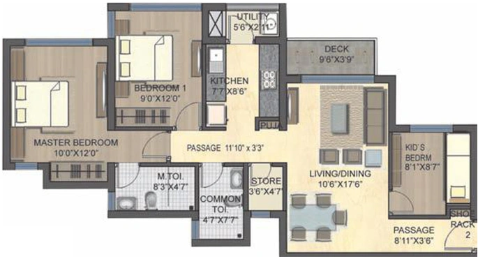 3 BHK Flat in Lodha Casa Bella Gold in Dombivli, Thane - Image 815794