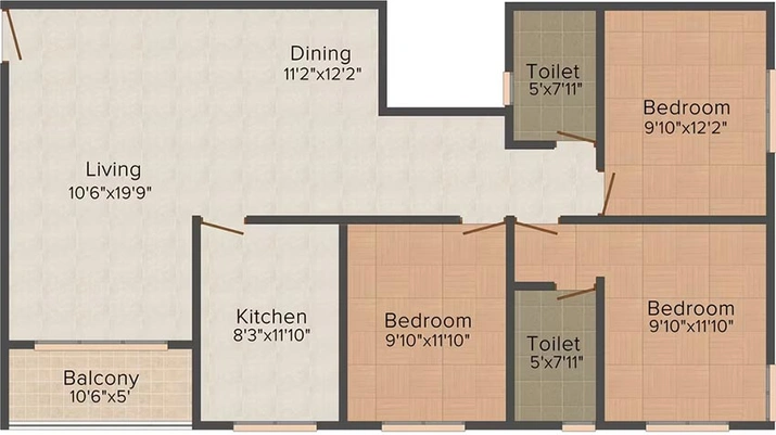 3 BHK Flat in Yeskay Floralia in Edappally, Kochi - Image 818246
