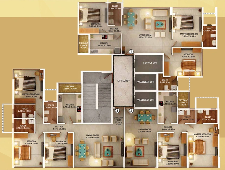 Floor Plan of Dosti Belleza in Parel East, Mumbai - Image 112231