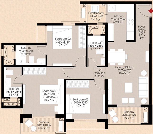 3 BHK Flat in Godrej Hillside 3 in Mahalunge, Pune - Image 738693