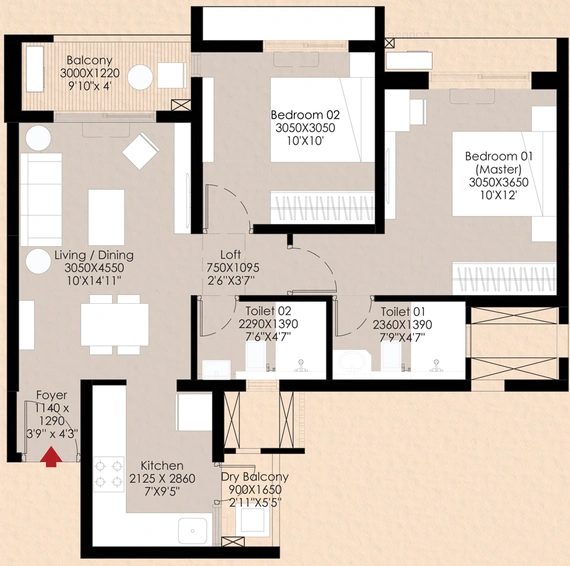 2 BHK Flat in Godrej Hillside 3 in Mahalunge, Pune - Image 738692