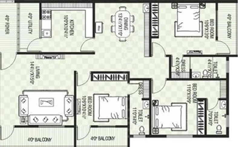 3 BHK Flat in Chilukuri Blossoms Paradise in Madhurawada, Visakhapatnam - Image 818997