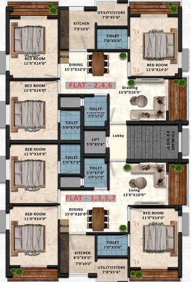 Floor Plan of Subhashree Surya Enclave in Raghunathpur, Bhubaneswar - Image 159002