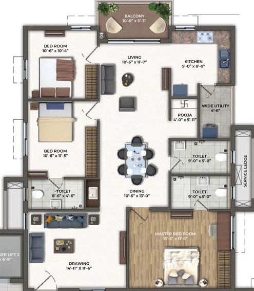 3 BHK Flat in Vasavi Nandanam in Kompally, Hyderabad - Image 738179