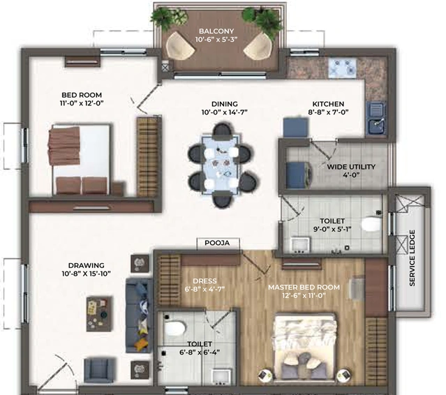 2 BHK Flat in Vasavi Nandanam in Kompally, Hyderabad - Image 738178