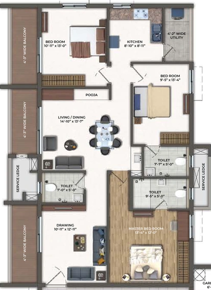 3 BHK Flat in Vasavi Nandanam in Kompally, Hyderabad - Image 738180