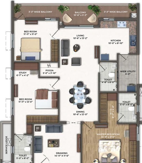 3 BHK Flat in Vasavi Nandanam in Kompally, Hyderabad - Image 738181