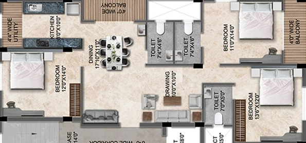 3 BHK Flat in Ajiban Subhadra Palace in Sundarpada, Bhubaneswar - Image 821714