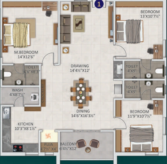 3 BHK Flat in Aditya Homes in Boduppal, Hyderabad - Image 740135