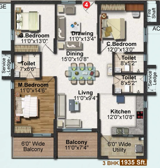 3 BHK Flat in Frontline Seven in Kokapet, Hyderabad - Image 739663