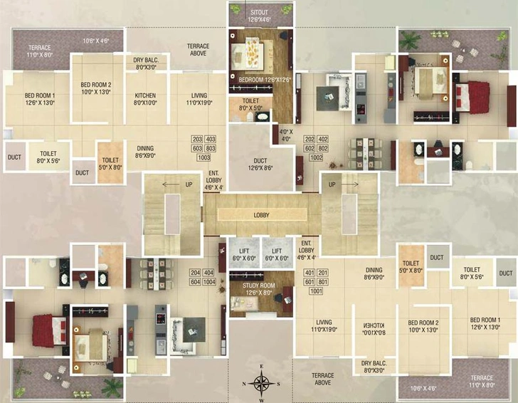 Floor Plan of Alcon Silverleaf in Mundhwa, Pune - Image 112478