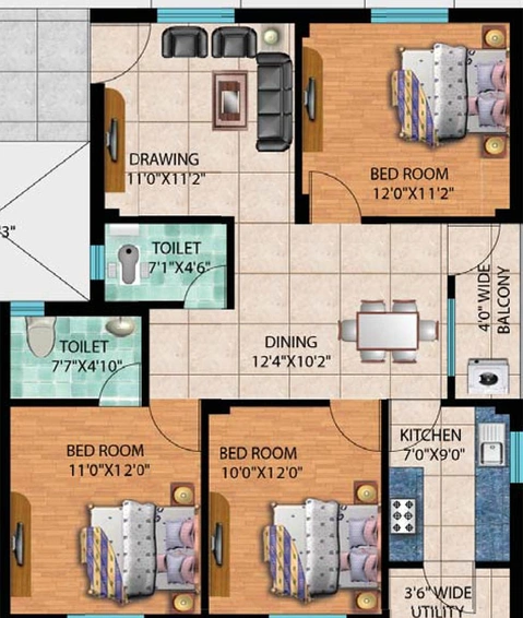 3 BHK Flat in Shuvam Palace in Chandrasekharpur, Bhubaneswar - Image 812710
