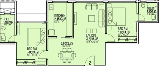 2 BHK Flat in Trisons Annavista in Bandra West, Mumbai - Image 457606