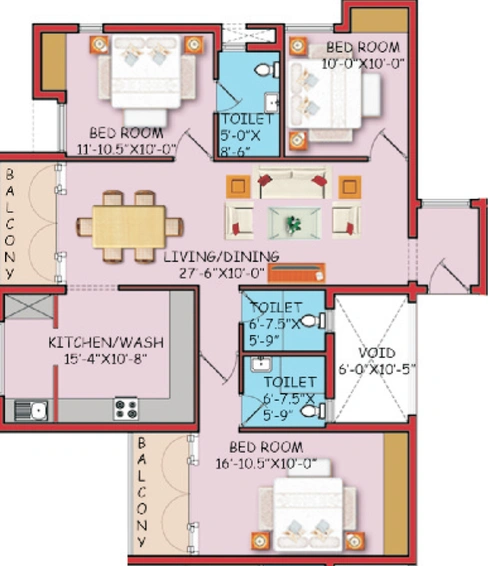 3 BHK Flat in Ko Zone Aishwaryam Pride in Peelamedu, Coimbatore - Image 816637