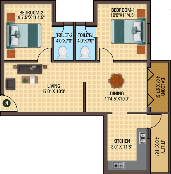 2 BHK Flat in Sree Daksha Utkarsh in Vadavalli, Coimbatore - Image 816569