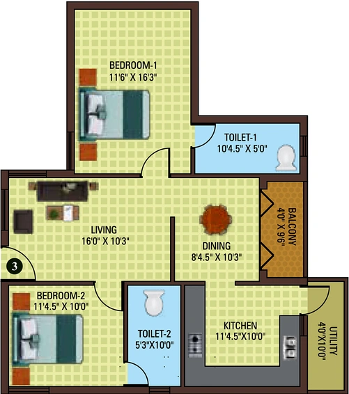 2 BHK Flat in Sree Daksha Utkarsh in Vadavalli, Coimbatore - Image 816570