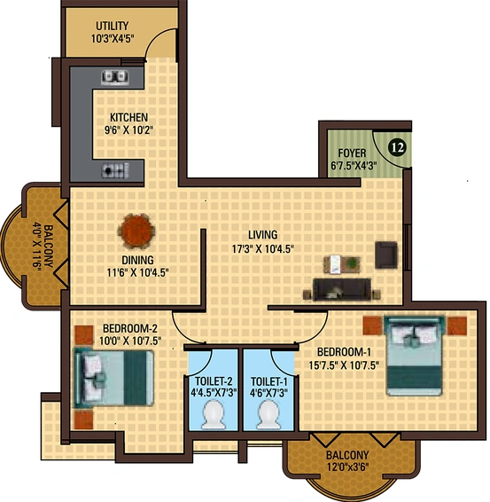 2 BHK Flat in Sree Daksha Utkarsh in Vadavalli, Coimbatore - Image 816571