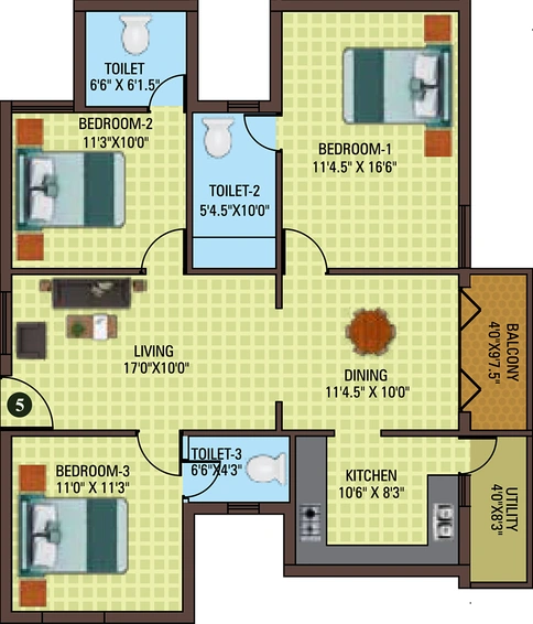3 BHK Flat in Sree Daksha Utkarsh in Vadavalli, Coimbatore - Image 816572