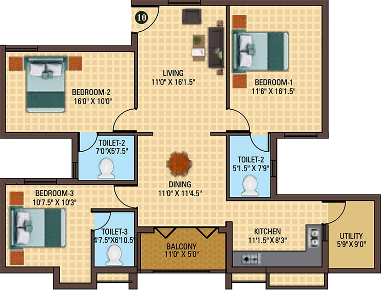 3 BHK Flat in Sree Daksha Utkarsh in Vadavalli, Coimbatore - Image 816573