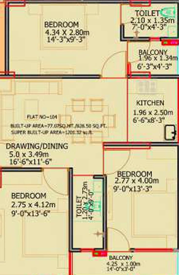 3 BHK Flat in DDCL Paradise in Mansarovar, Jaipur - Image 809223