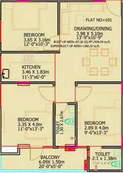 3 BHK Flat in DDCL Paradise in Mansarovar, Jaipur - Image 809224