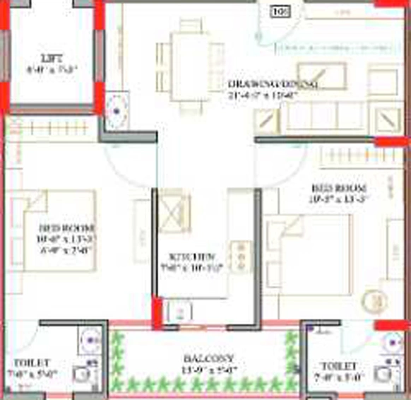 2 BHK Flat in Shree Balaji The Pearl Avenue in Mansarovar, Jaipur - Image 809291