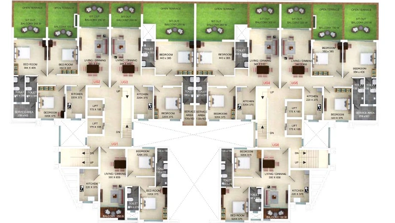 Floor Plan of Vaastu Hanging Gardens in Ribandar, Goa - Image 147030