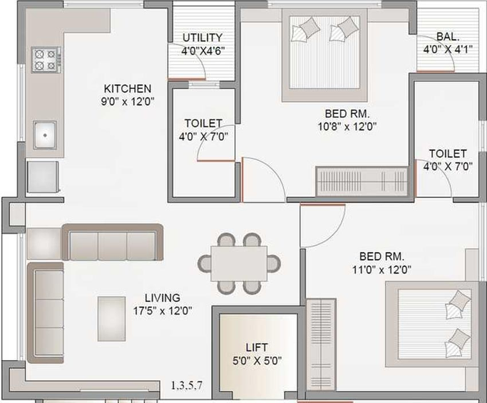 2 BHK Flat in Revati Gajanan in Indira Nagar, Nashik - Image 809347