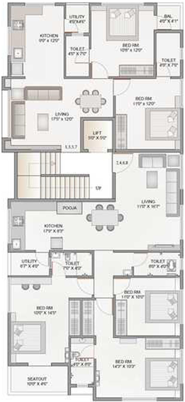 Floor Plan of Revati Gajanan in Indira Nagar, Nashik - Image 147245