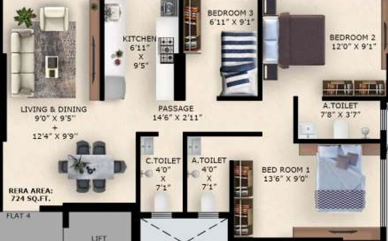 3 BHK Flat in Alag Ashtapad in Ghatkopar East, Mumbai - Image 658106