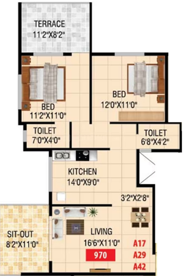 2 BHK Flat in Laxmi Township in Gangapur Road, Nashik - Image 743495