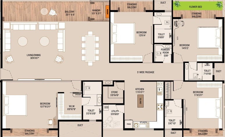 4 BHK Flat in The Avenue Milestone in Govind Nagar, Nashik - Image 809455