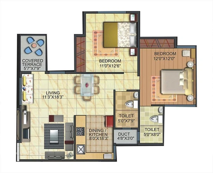 2 BHK Flat in United Palms in Indira Nagar, Nashik - Image 809492