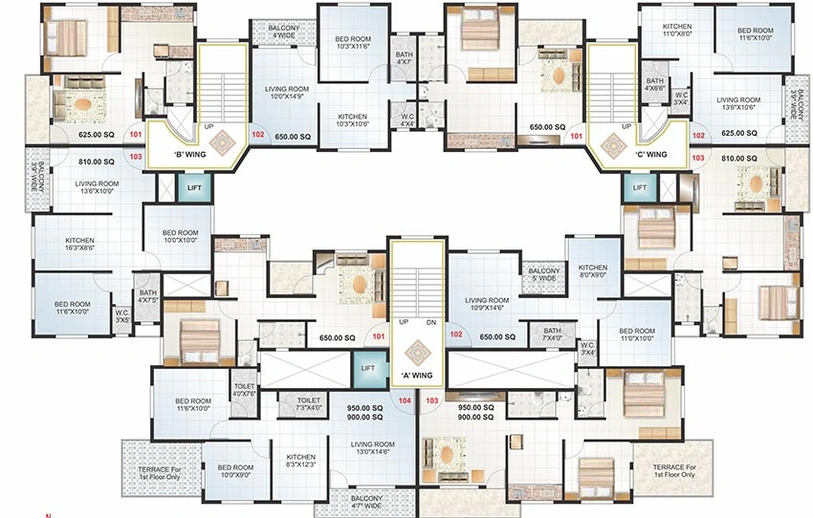 Floor Plan of Aditya Pride Neptune in Upnagar, Nashik - Image 147878