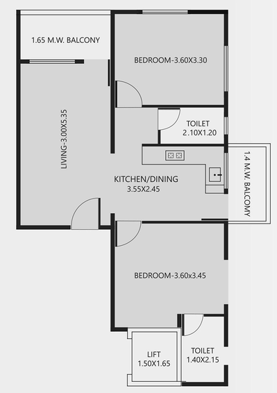 2 BHK Flat in Rohan Divine Park in Indira Nagar, Nashik - Image 809549