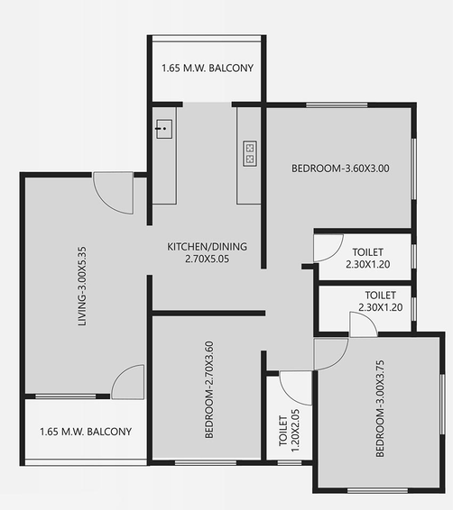 3 BHK Flat in Rohan Divine Park in Indira Nagar, Nashik - Image 809551