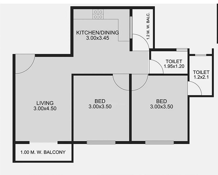 2 BHK Flat in Rohan Divine Park in Indira Nagar, Nashik - Image 809550