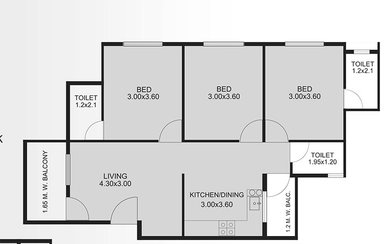 3 BHK Flat in Rohan Divine Park in Indira Nagar, Nashik - Image 809552