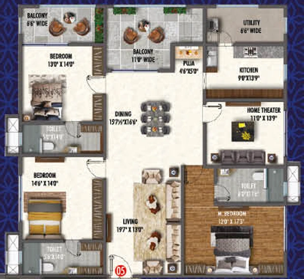 3 BHK Flat in Vasavi Skyla in Hitech City, Hyderabad - Image 743817