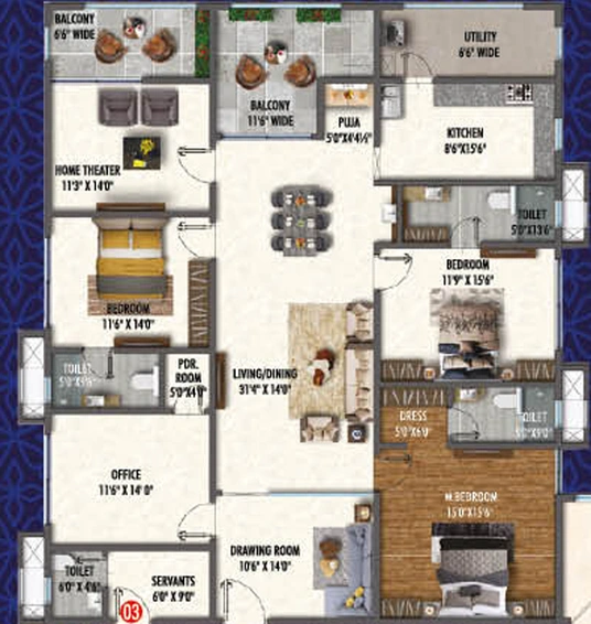 3 BHK Flat in Vasavi Skyla in Hitech City, Hyderabad - Image 743816