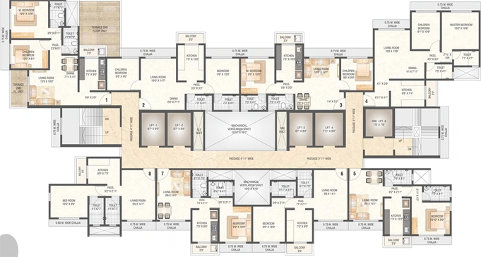 Floor Plan of Saptashree Galicia in Thane West, Thane - Image 148038