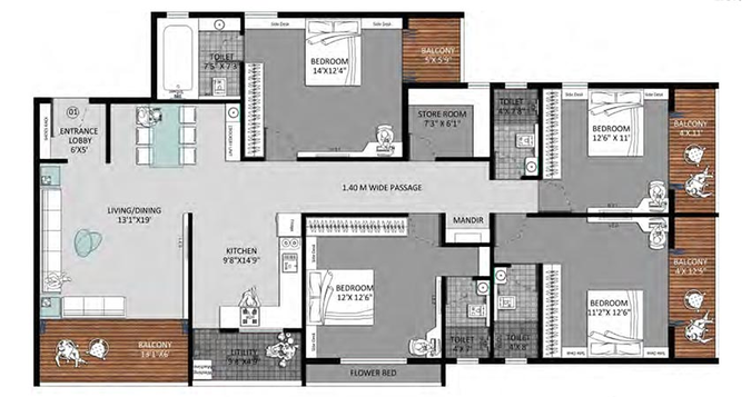 4 BHK Flat in The Avenue Aura in Govind Nagar, Nashik - Image 809581