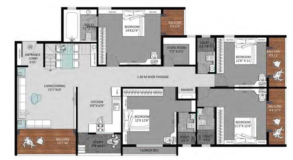 4 BHK Flat in The Avenue Aura in Govind Nagar, Nashik - Image 809582