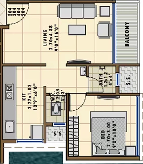 1 BHK Flat in Varniraj Neelkanth Peace in Ulwe, Navi Mumbai - Image 809641