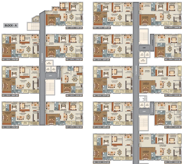Floor Plan of Vasavi Solitaire Heights in Narsingi, Hyderabad - Image 113402