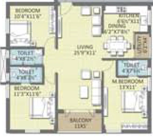 3 BHK Flat in Novus Florence Village in Gajuwaka, Visakhapatnam - Image 809711