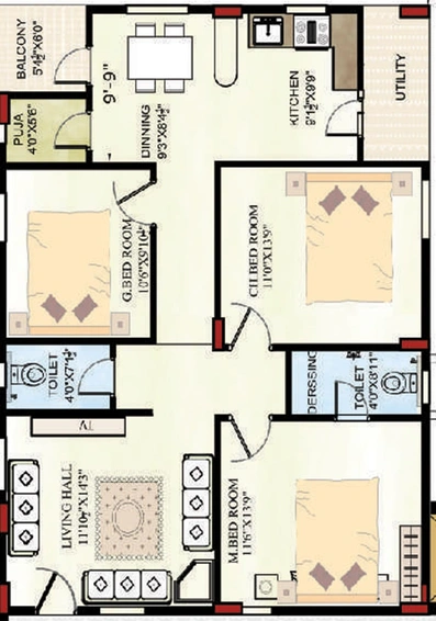 3 BHK Flat in PVR Vani Vihar in Madhurawada, Visakhapatnam - Image 809720