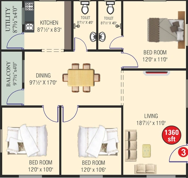 3 BHK Flat in Swarna Sai Enclave in Gajuwaka, Visakhapatnam - Image 809753
