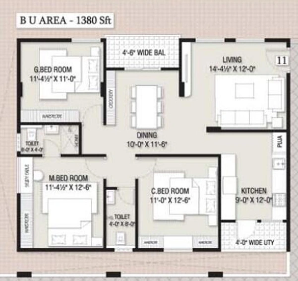 3 BHK Flat in VK Aurora in Madhurawada, Visakhapatnam - Image 809774