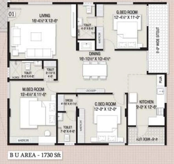 3 BHK Flat in VK Aurora in Madhurawada, Visakhapatnam - Image 809777